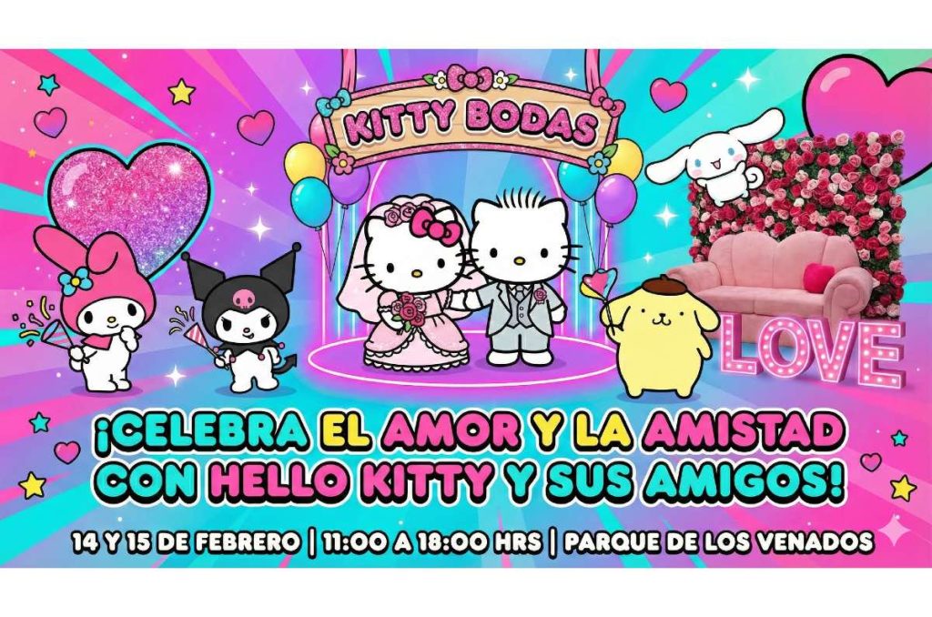Hello Kitty San Valentín evento bodas temáticas Parque de los Venados CDMX 2026