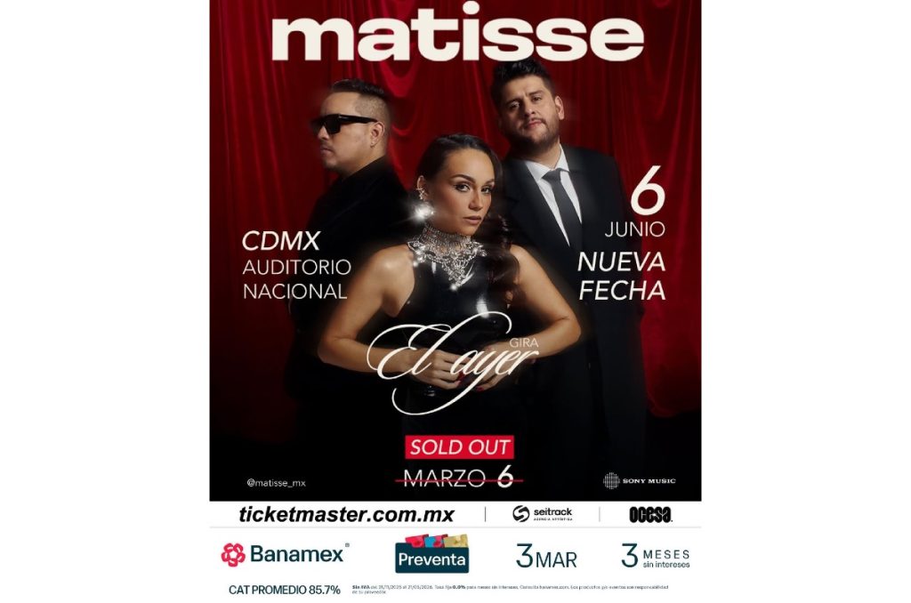 Matisse Auditorio Nacional 2026 segunda fecha 6 de junio CDMX boletos