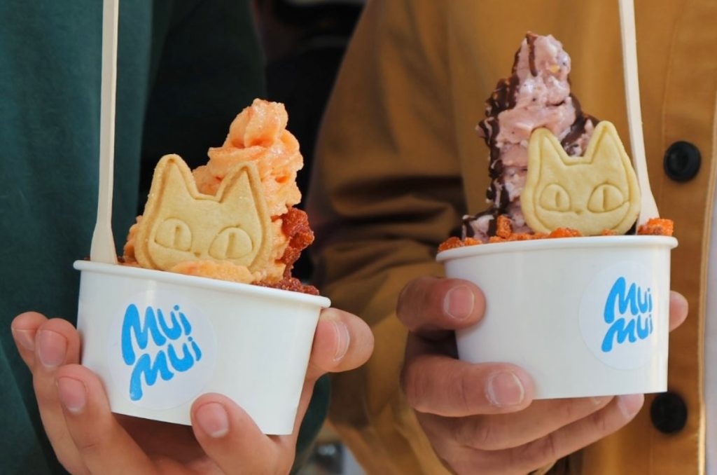 Mui Mui: adorables helados con toppings de gatito en la Roma